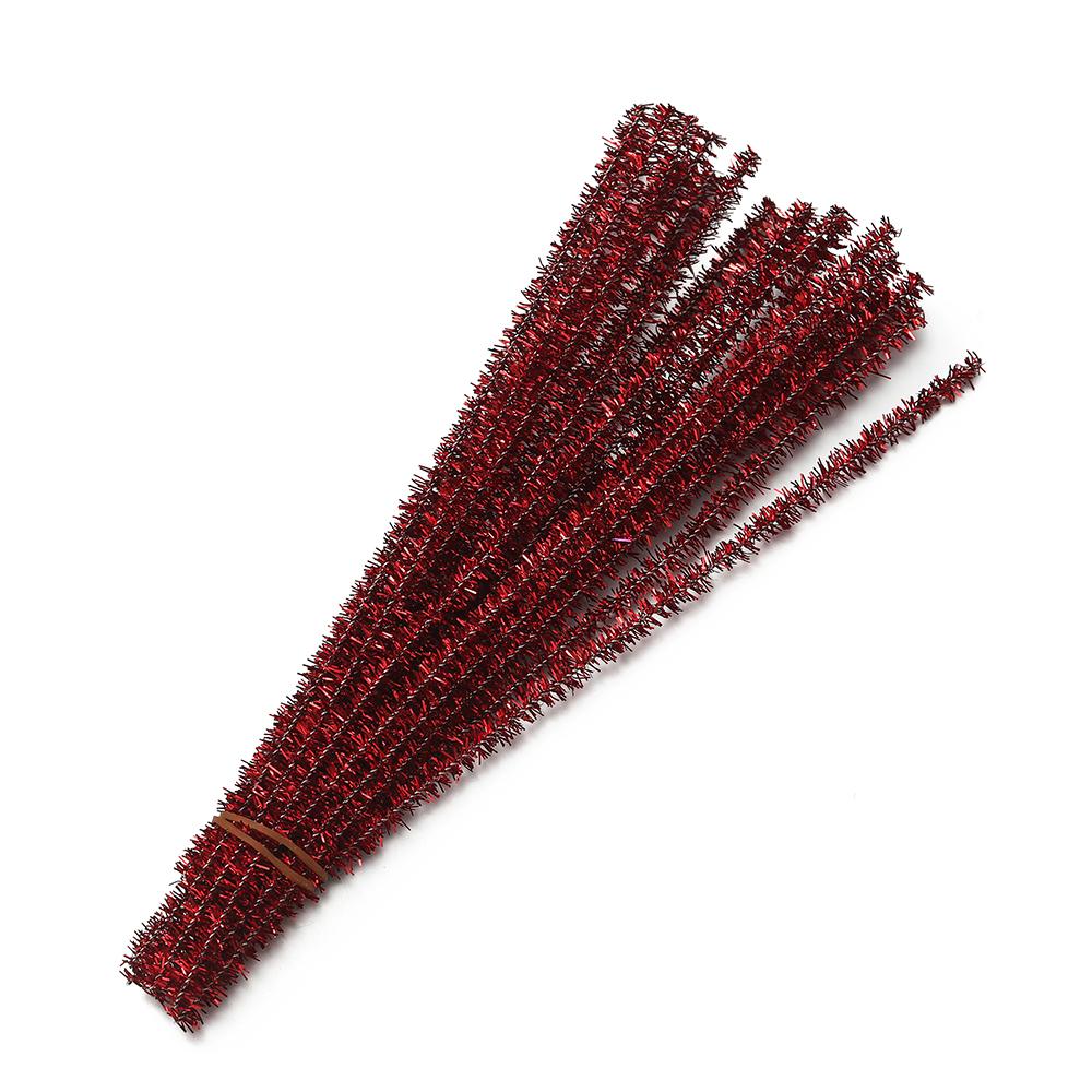 100Pcs 30cm Colorful Chenille Stem Twisted Rod Wool Root Fluffy Bar Iron Wire for DIY Handcraft Twisting Decor Jewelry Supplies