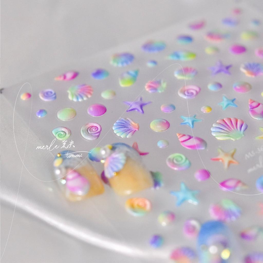 Bright Crystal Colorful Shell Nail Art Sticker DIY Making Creative Decorative Stickers