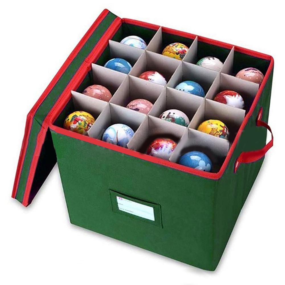 Christmas Ornament Storage Box Made With Durable-Oxford Polyester Material Holds Up To 64 Holiday Ornaments Decoration Balls