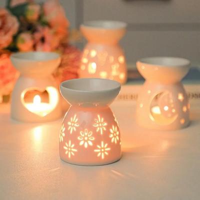 Porte-bougies créatifs en céramique Brûleurs d'huiles essentielles creux Lampes à encens Lampes à bougies Artisanat