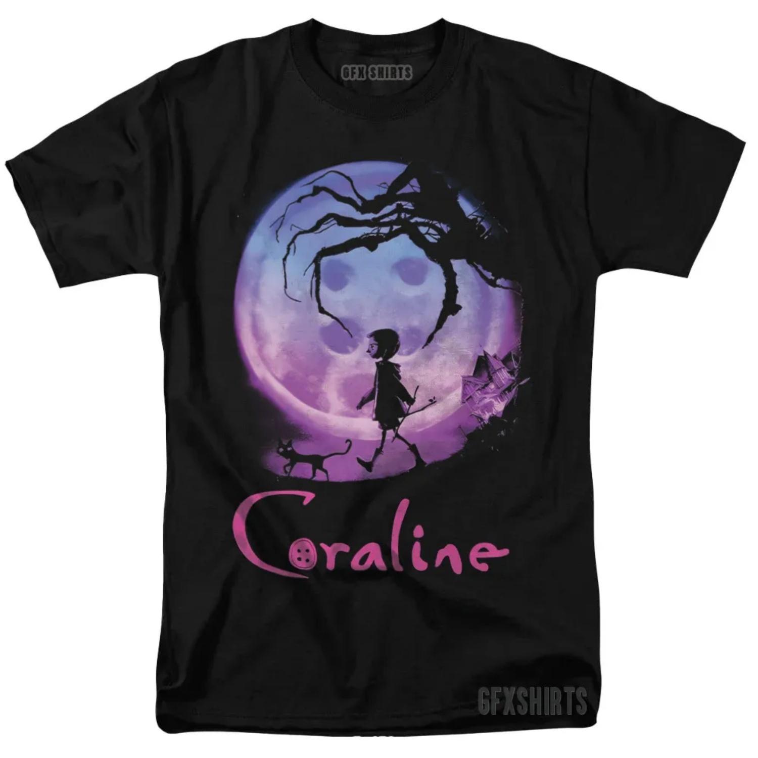 

Coraline Movie Promo Poster Graphic design T-Shirt New In Tops And T-Shirts Funny T Shirts Men s Clothing Brands Funny Men s XXXXXL чорний