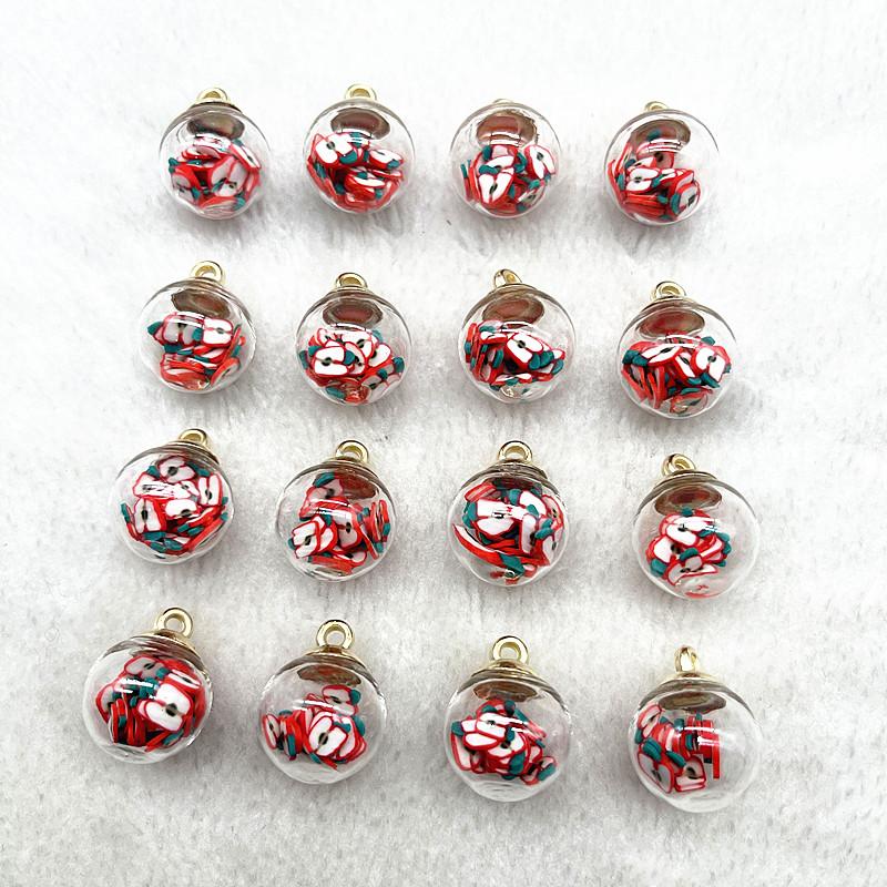 New 10pcs 16mm Colorful Transparent Ball Glass Polymer Clay Charms Pendant Find Hair Accessories Jewelry Charms Earring