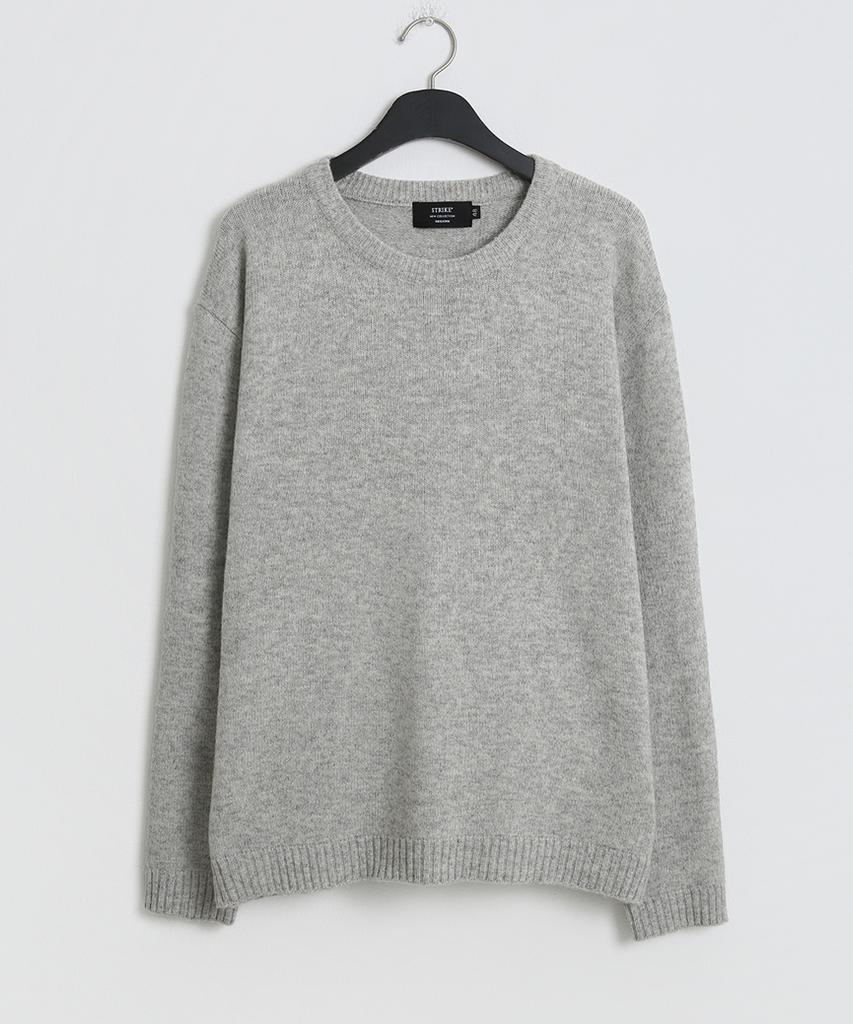 Seuteulaikeu Fine Blend Classic Crew Neck Knit (Light Grey)