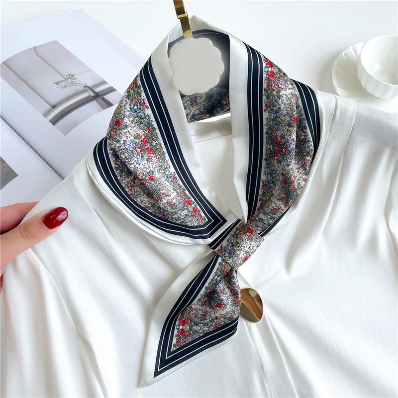 Striped Silk Scarf Imitation Long Diagonal Plaid Perfect For Spring Summer