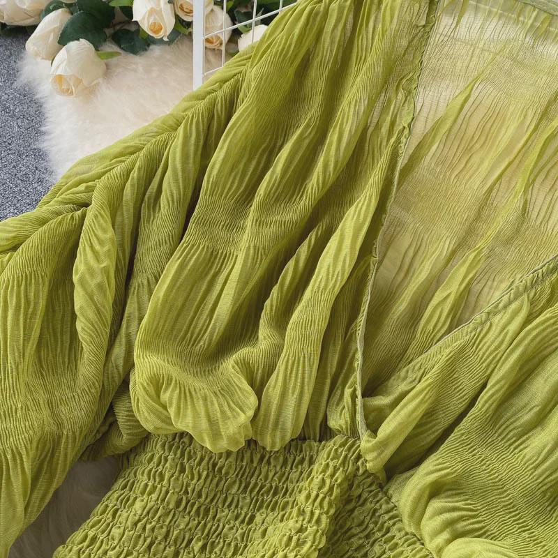 Women's Chiffon Puff Sleeve Top – European & American Design, Slim Fit, Fashionable & Versatile