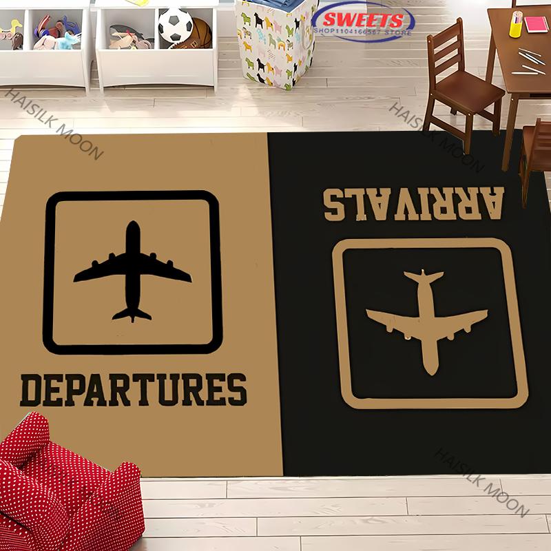 Aircraft Theme Airstrip Airport Signs Printed Carpet Living Room Bedroom Sofa Large Area Decorative Mat Kids Play Soft Rug Gift