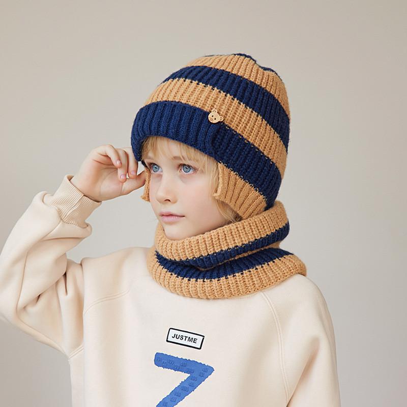 Kids Knitted Hat And Scarf Set With Windproof Warmth For Winter Outdoor Play