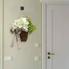 Spring Artificial Hydrangea Flower Basket with Rattan Embroidery Ball for Farmhouse Front Door or Garden Decoration