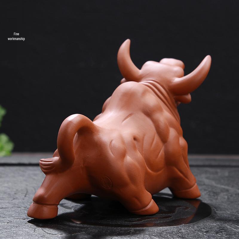 Handmade Large Purple Clay Ox Tea Pet for Kung Fu Tea Ceremony