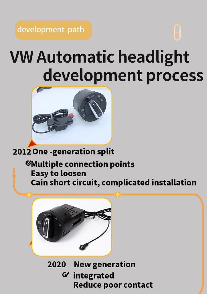Wired Automatic Headlight Switch for Volkswagen: Lavida, Golf, Bora, Passat, Jetta, Polo.