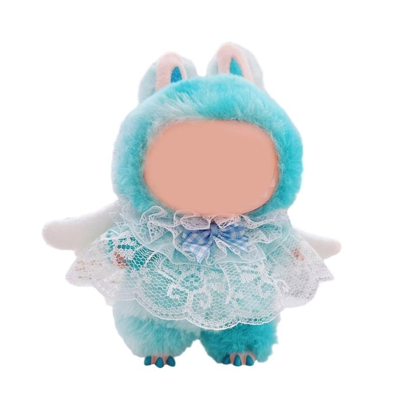 

17Cm Delicate Lace Costume With Bowknot And Wing For Collectible Dolls Display and Decorative Accessories синій