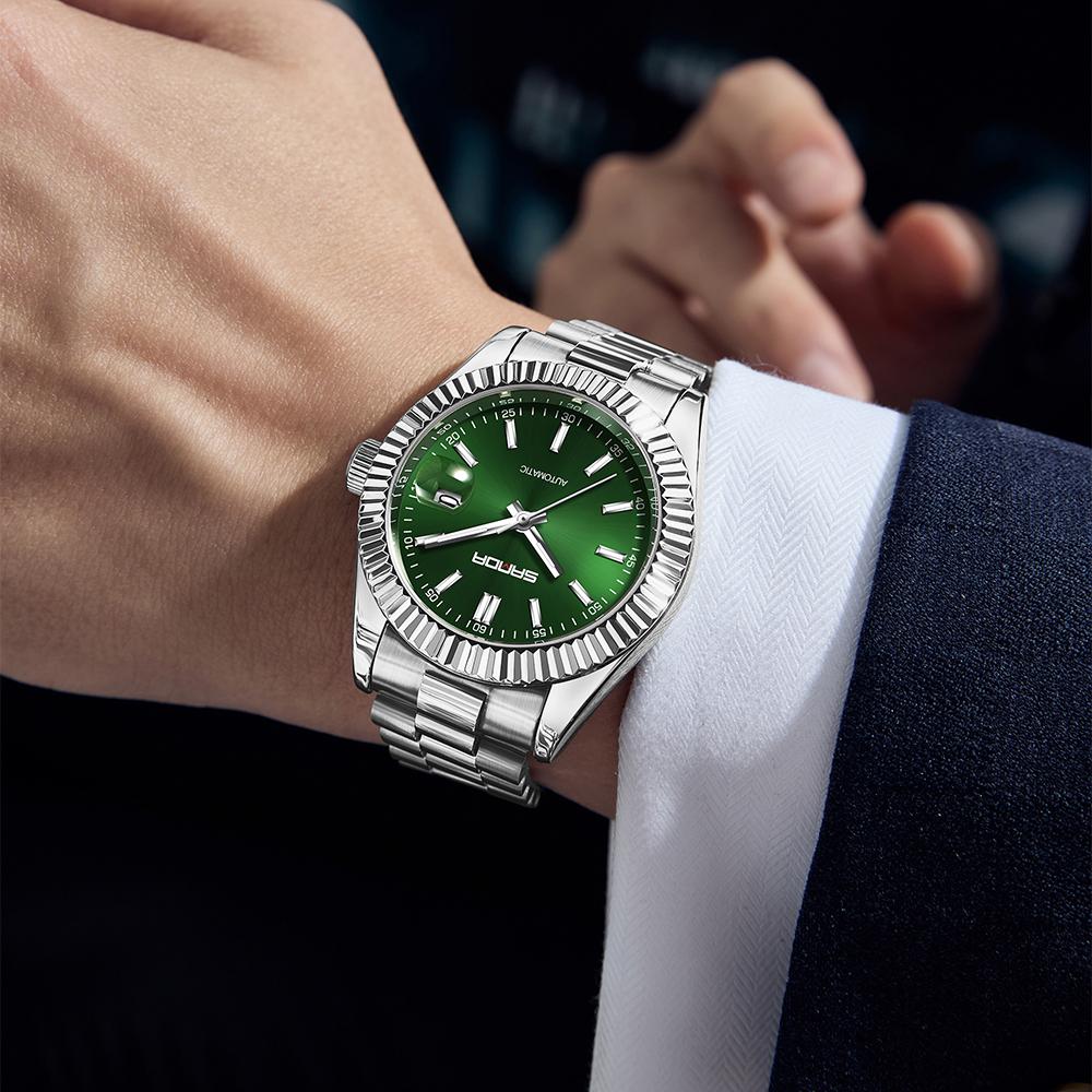 Herren Automatische Mechanische Uhr für Mann Europäisch Amerikanisch Business Freizeit Armbanduhren Luxus Silber Leuchtend Wasserdicht Uhr