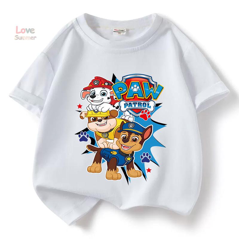 Paw Patrol boys T-shirts for Boys Anime Cartoon Cute Birthday Clothing Children Summer Fashion Short Sleeved Shirt Kids Clothes