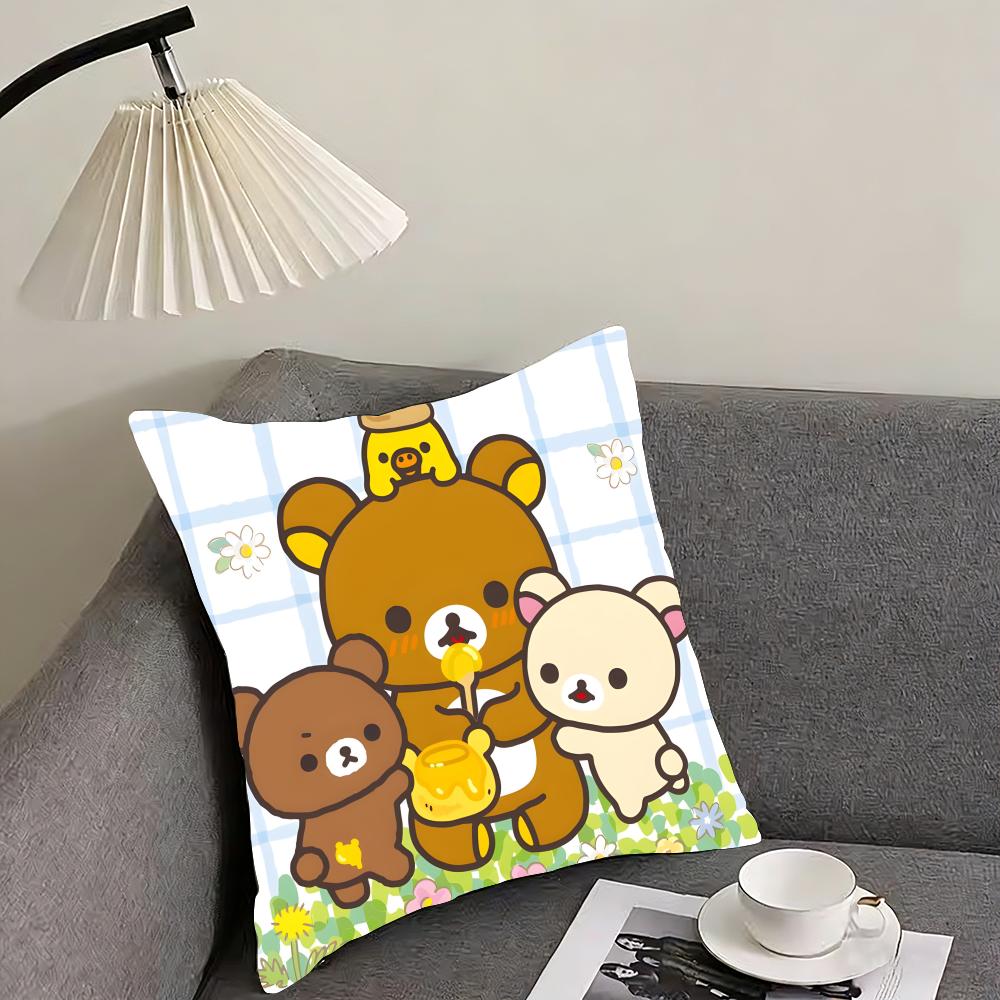 RRilakkuma Cartoon Cushion Cover Pillowcase Ultra Soft Skin Friendly Fabric Cloud Like Comfort  Concealed Zipper