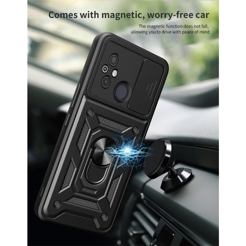 For Xiaomi Redmi 12C Case Shockproof Armor Ring Holder Phone Cases For Xiaomi Redmi 12C 12 C Redmi12C Slide Lens Protect Cover