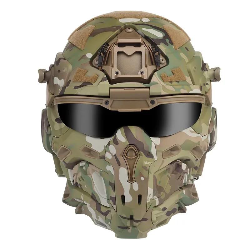 ABS Outdoor Casco Protector Built-in Headset Lens Multiple Color Safety CS Game Full Face Field Cover Tactical Mask Helmet