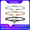 Trendy Women's Heart-Shaped Woven Steel Wire Bangle - Titanium Steel DIY Bracelet