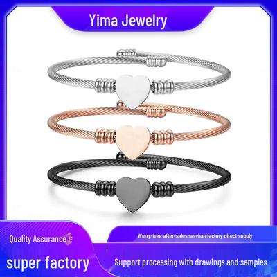 Trendiger Damen Armreif in Herzform aus gewebtem Stahldraht - Titanstahl DIY Armband