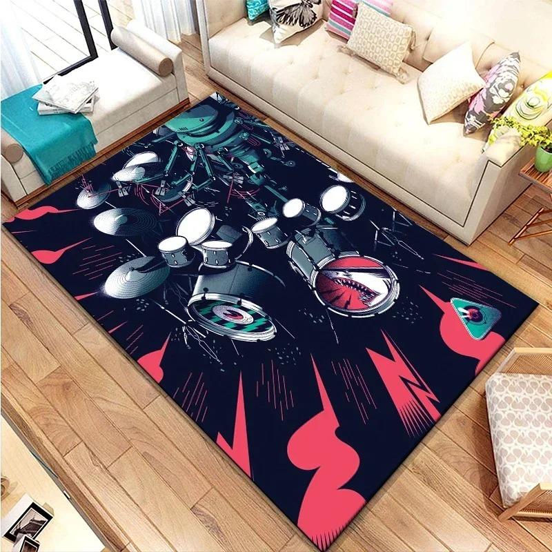 Rum Kit Music Instruments Area Large Carpet Musical Rock Rug for Home Living Room Bedroom Dorm Door Mat Non-slip Floor Mats INS