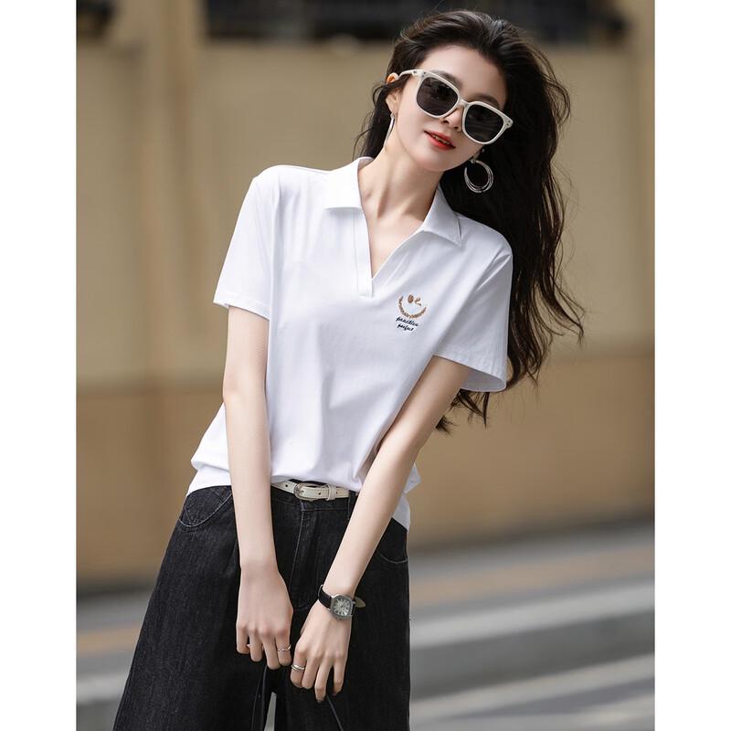 Demana Women's Embroidered Cat Polo T-Shirt