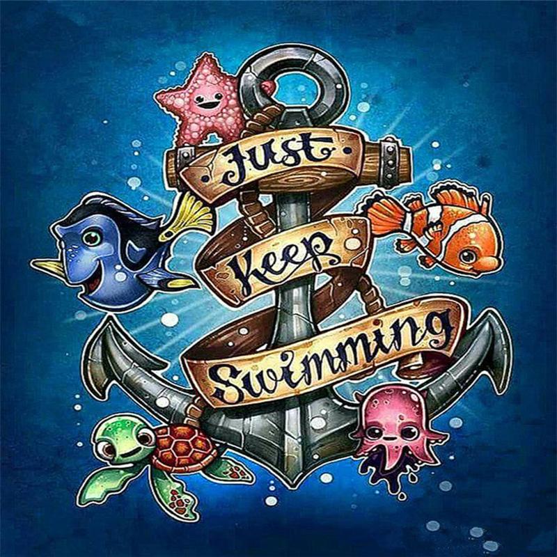 

5D Diy Алмазная картина Мультфильм Морские животные Алмазная вышивка Крестом Домашний декор Подарки ручной работы