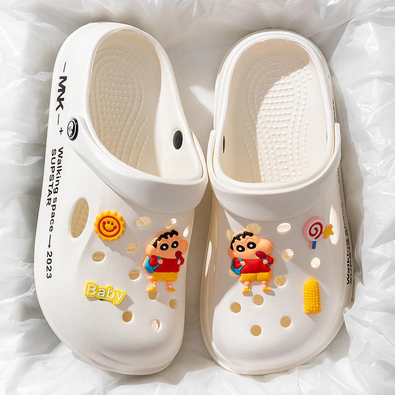 DIY cartoon gaten schoenen dames zomerkleding coole slippers studenten dikke zool antislip EVA sandalen