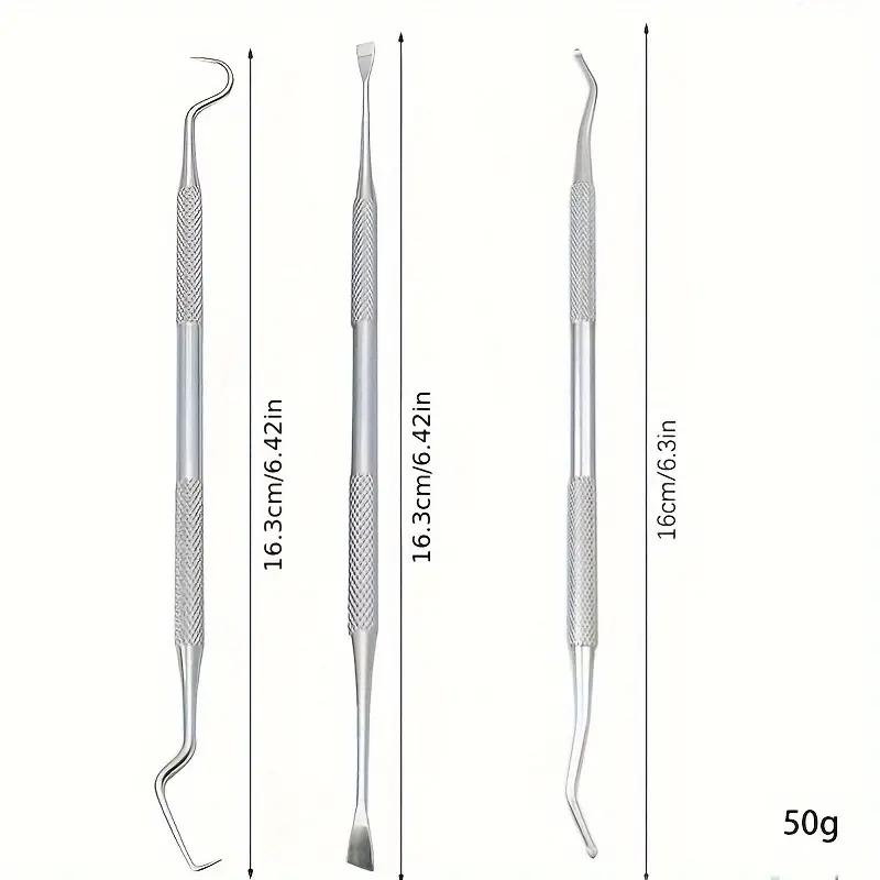 3PCS Stainless Steel Dental Tools Double Probe Oral Mirror Dental Tools Set Tooth Care Oral Cleaning Oral Dental Cleaning Kit
