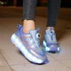 Kid's Roller Skates Removable Flat Charging LED Four Wheels Glowing Sports Shoes Pink Women's Glowing Sneakers