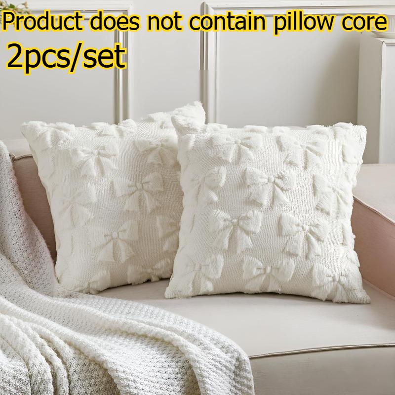 

2pcs/set Bowknot Plush Embroidery Pillowcase Living Room Sofa Cushion Cover Home Sofa Decorative Throw Pillow Case 45x45cm 45x45cm белый