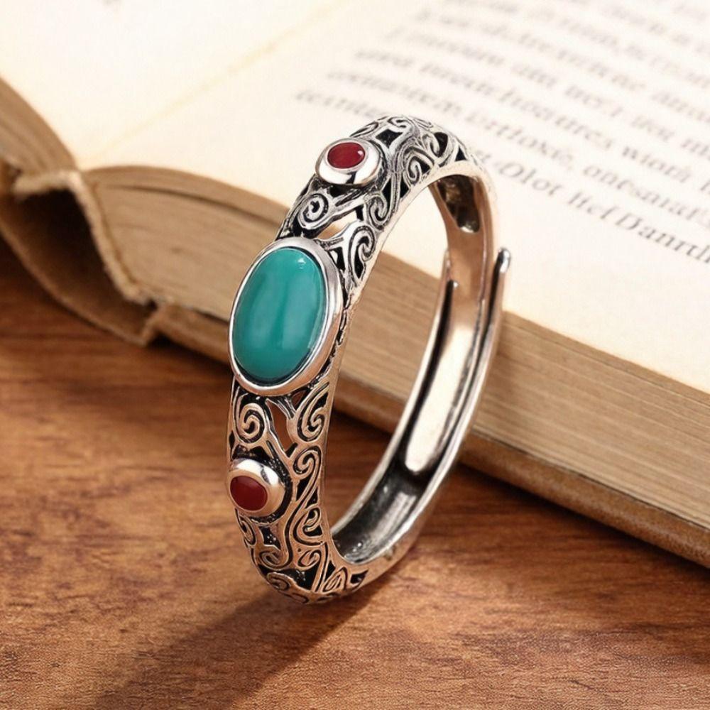 Hollow Out Ethnic Style Ring Hollow Pattern Irregular Opening Ring Vintage Ring  Popular Jewelry