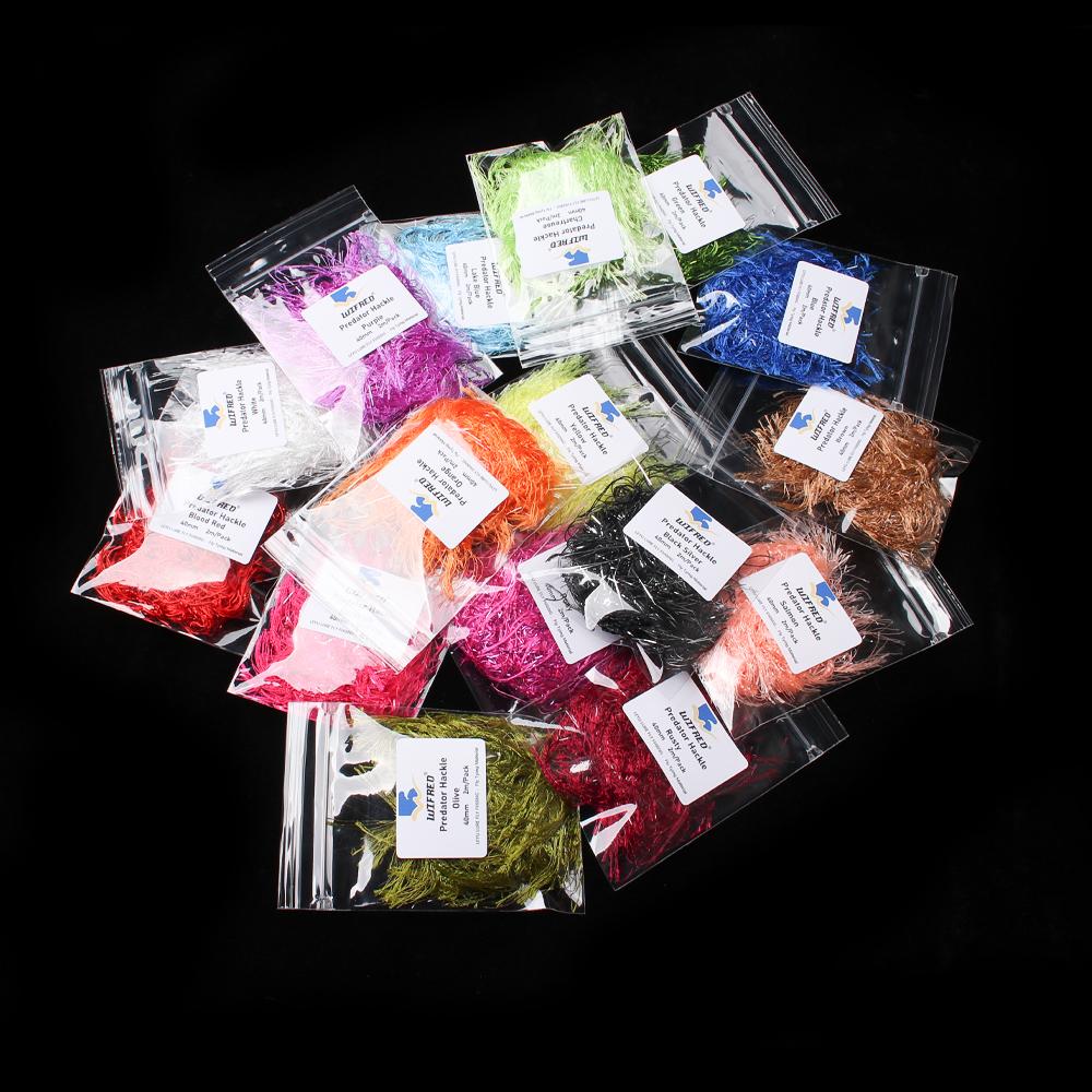 2M/Pack Predator Hackle Single-Sided Chenille Predator Hackle Fly Tying Material For Streamer Bodies Trout Pike Muskie Predators Fishing Lures