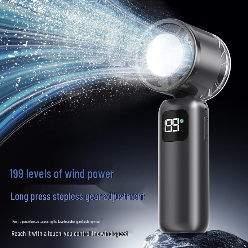 Portable USB Rechargeable Handheld Turbo Fan - Ice Cooling, 199 Speeds, Low Noise