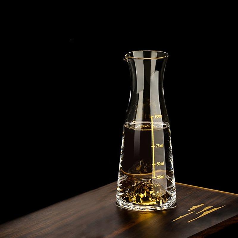 Gold Foil Golden Rockery Wine Glass Set Wine Divider 100ml Wine Jug Set Metal Storage Rack Transparent Gold Mountain