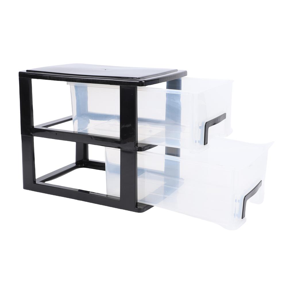 Schreibtisch mit 2 Schubladen, Kunststoff, stapelbar, transparent, Desktop-Aufbewahrungsbox für Büromaterial, für Zuhause, Wohnheim