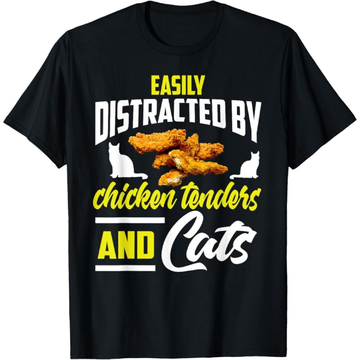 Chicken Tenders Shirt Funny Cat Lover Chicken Tenders T-Shirt for Men Women Girls Kids S
