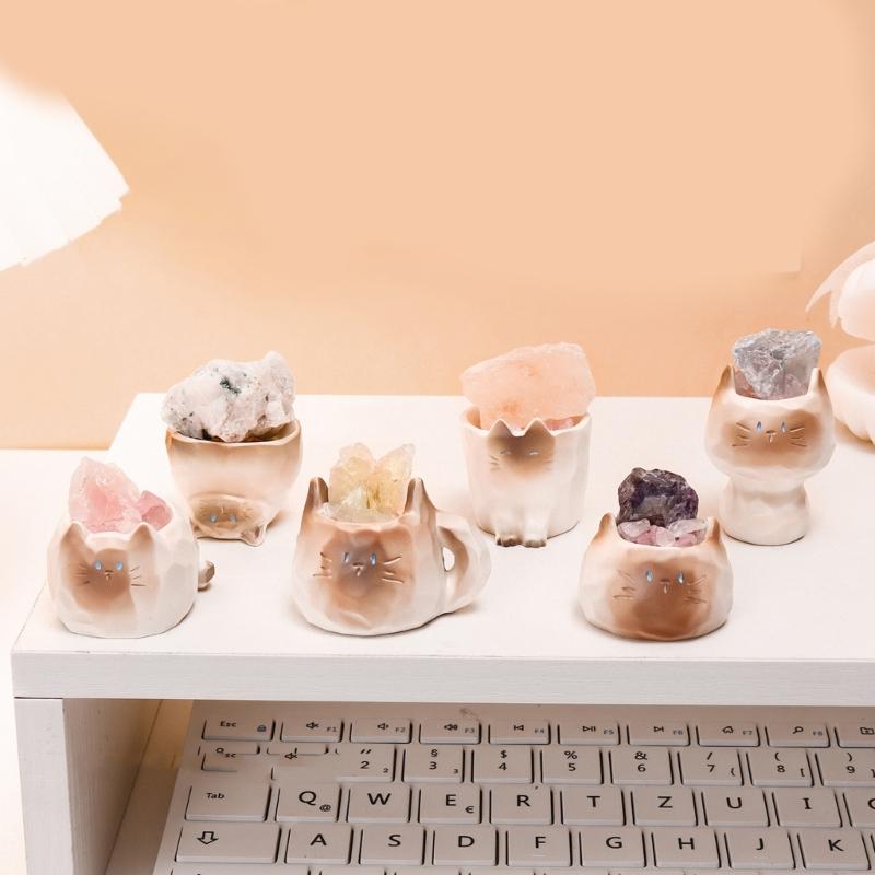 Cartoon Mystery Katzen Kristallstatue Miniatur Harz Ornament Überraschungssammlung Desktop Dekoration Zubehör Geschenk