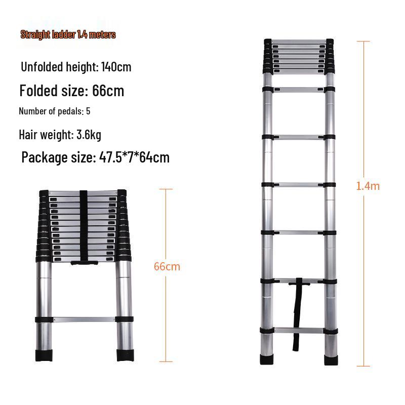 Multi-Functional Aluminum Telescopic Ladder - Herringbone Design, Foldable, Thickened for Household and Large Joint Decoration.