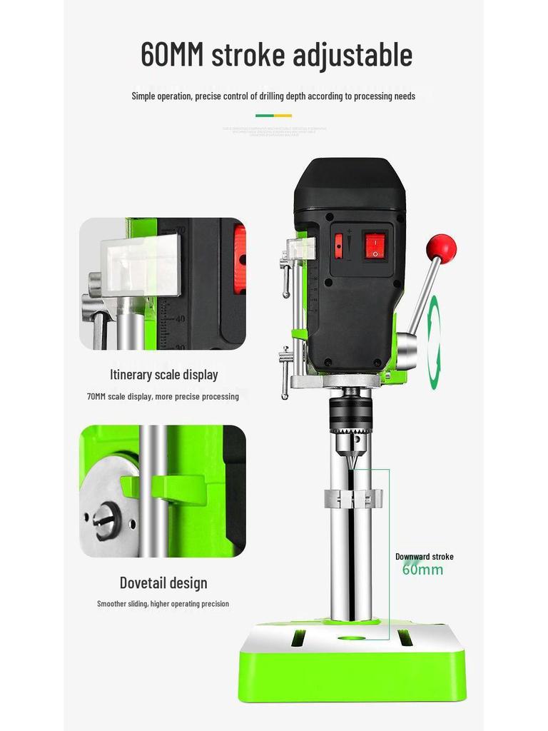 Compact High-Speed Precision Bench Drill with Variable Speed and Mobile Cross Slide Table