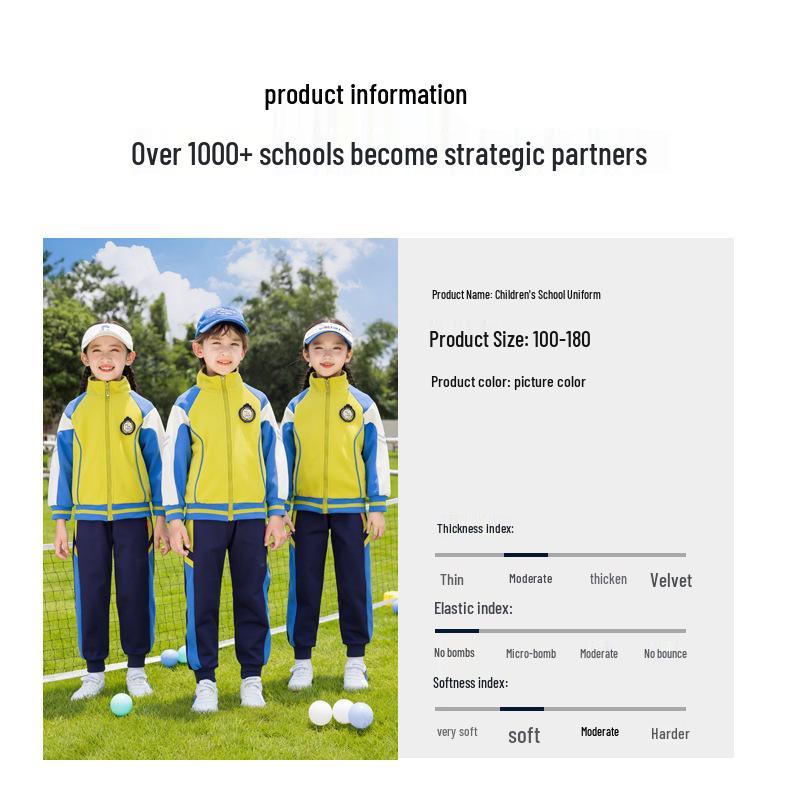 Spring/Autumn Kindergarten and Primary School Sports Uniform 3-Piece Set for Boys and Girls