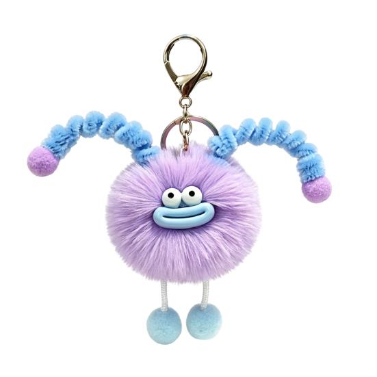 Schoolbag Accessories Sausage Mouth Creature Plush Keychain, Cartoon Fuzzy Ball Keyring Pendant, Stuffed Doll Toy Decorative Keychain for Handbags