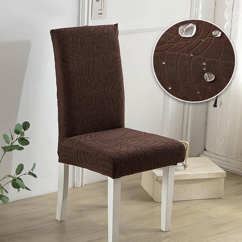 1Pcs Jacquard Leaf Stripe Chair Cover For Dining Room Wedding Banquet Stretchy Water Repellent Chair Protector Chair Slipcover