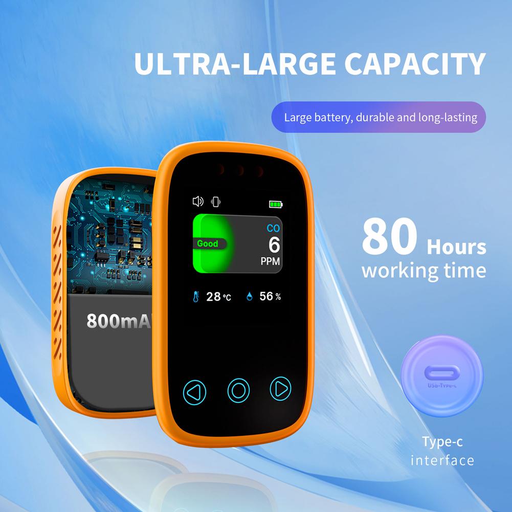 3in1 Air Quality Tester CO Temperature Humidity Detector NDIR Sensor Auto Brightness Adjustable