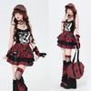 LAVASEON Checkered Mini Tiered Mori Chain Accessory Skirt, Punk, Ruffled, Length, Cute, Women's, Mass-Produced, Subculture, School-Style, Skirt, Red,
