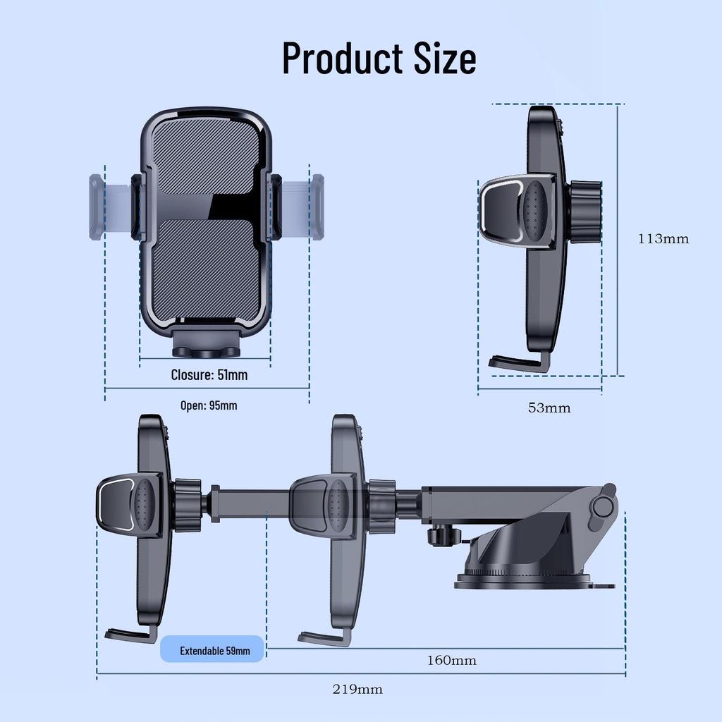 Universal Telescopic Dashboard Phone Holder with Suction Cup