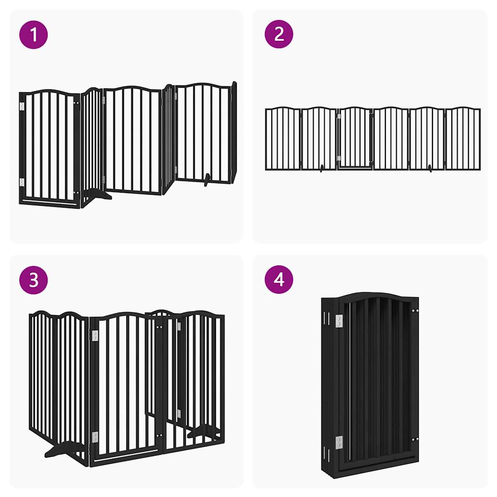 Vidaxl Foldable Dog Gate, With Door, 6 Panels, Black, 300 Cm