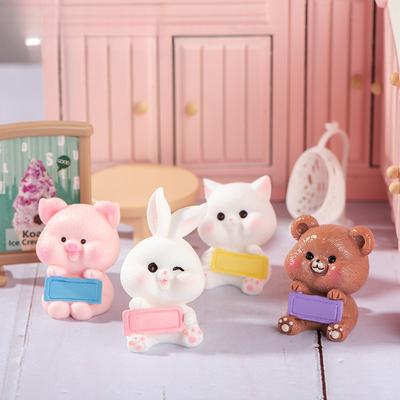 Desenho Animado Fofo Cartão Pequeno Coelho Urso Leitão Gatinho Animal Pequena Decoração Micro Paisagem Mesa Carro Decoração