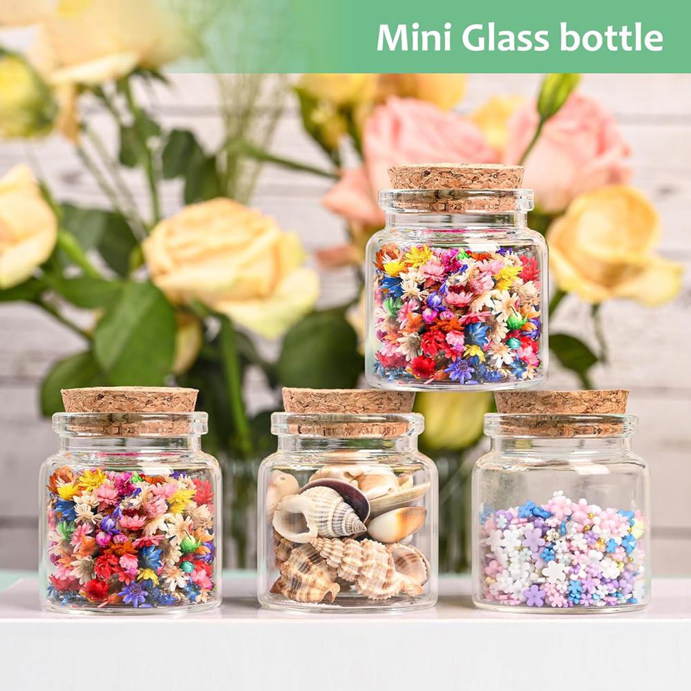 50ml Small Empty Glass Bottle with Cork Stopper Storage,Small Glass Bottle Jars for DIY Art Crafts Projects Decoration Party