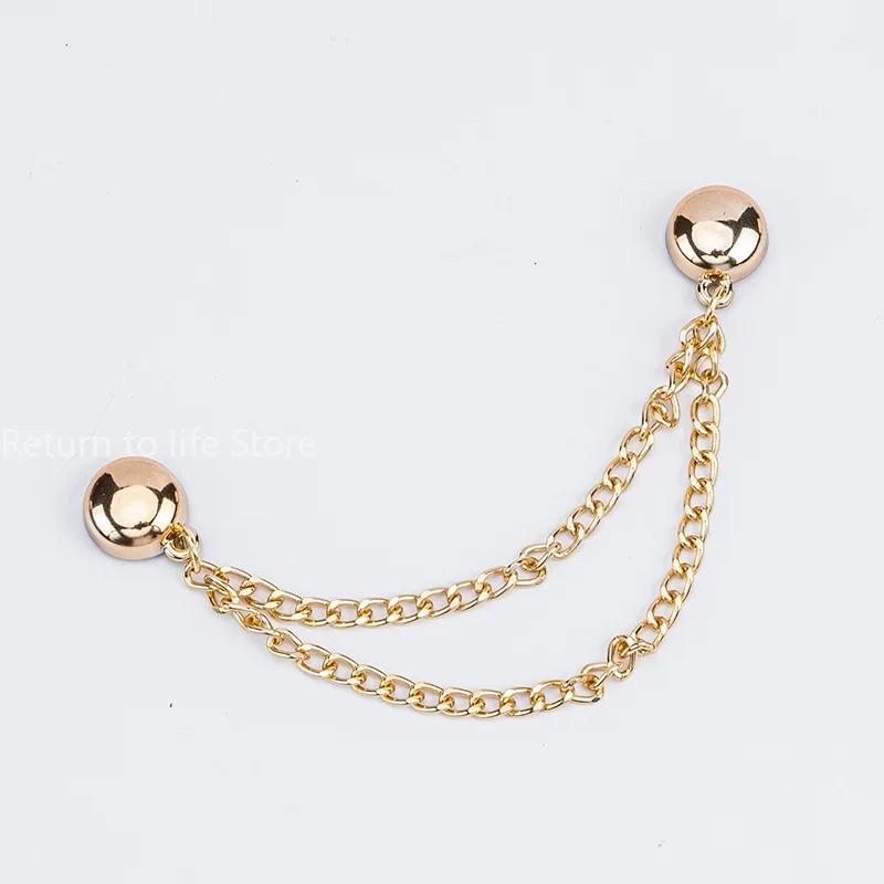 Multi-Function Magnetic Clothing Clip with Chain Metal Buttons Clip Clothes Scarf Trouser Legs Cuff Fixing Magnet Pin