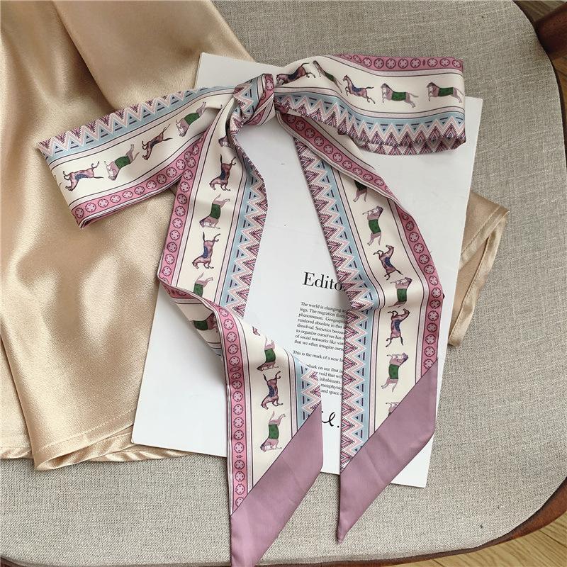 Silk Scarf Headband French Braided Hair Ribbon Versatile Ponytail Streamer Headgear Bag Decoration