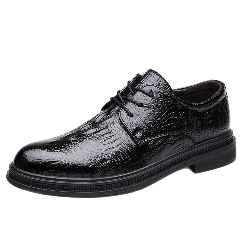 Business dress leather shoes men's cowhide British trend Korean version fashion versatile Brock leather shoes